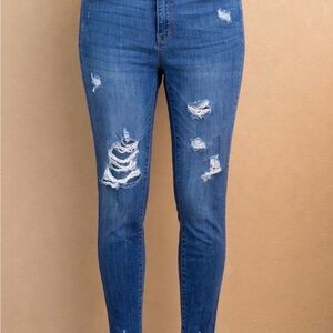 Judy Blue Medium Blue Distressed Skinny Jeans